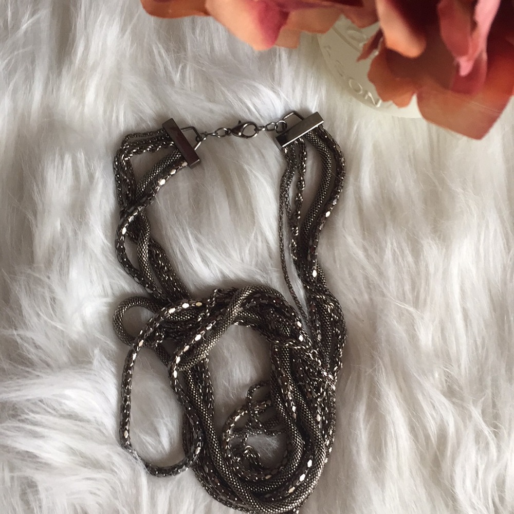 Silver multi chain necklace